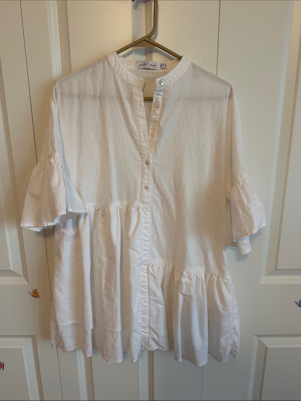 Petal & Pup White Linen Asymmetrical Dress
